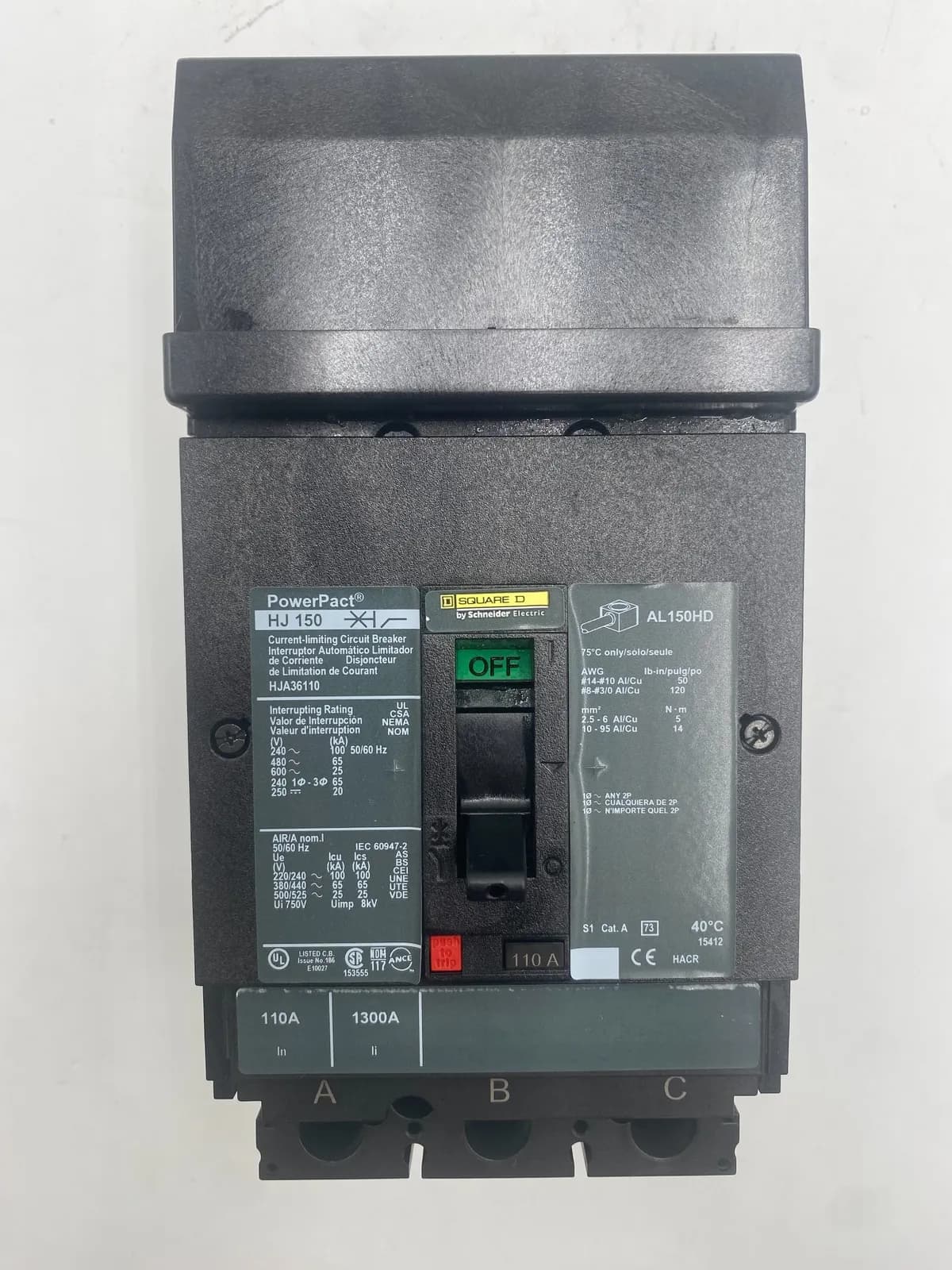 Square D HJA36110 Circuit Breaker 110A 3P 600V
