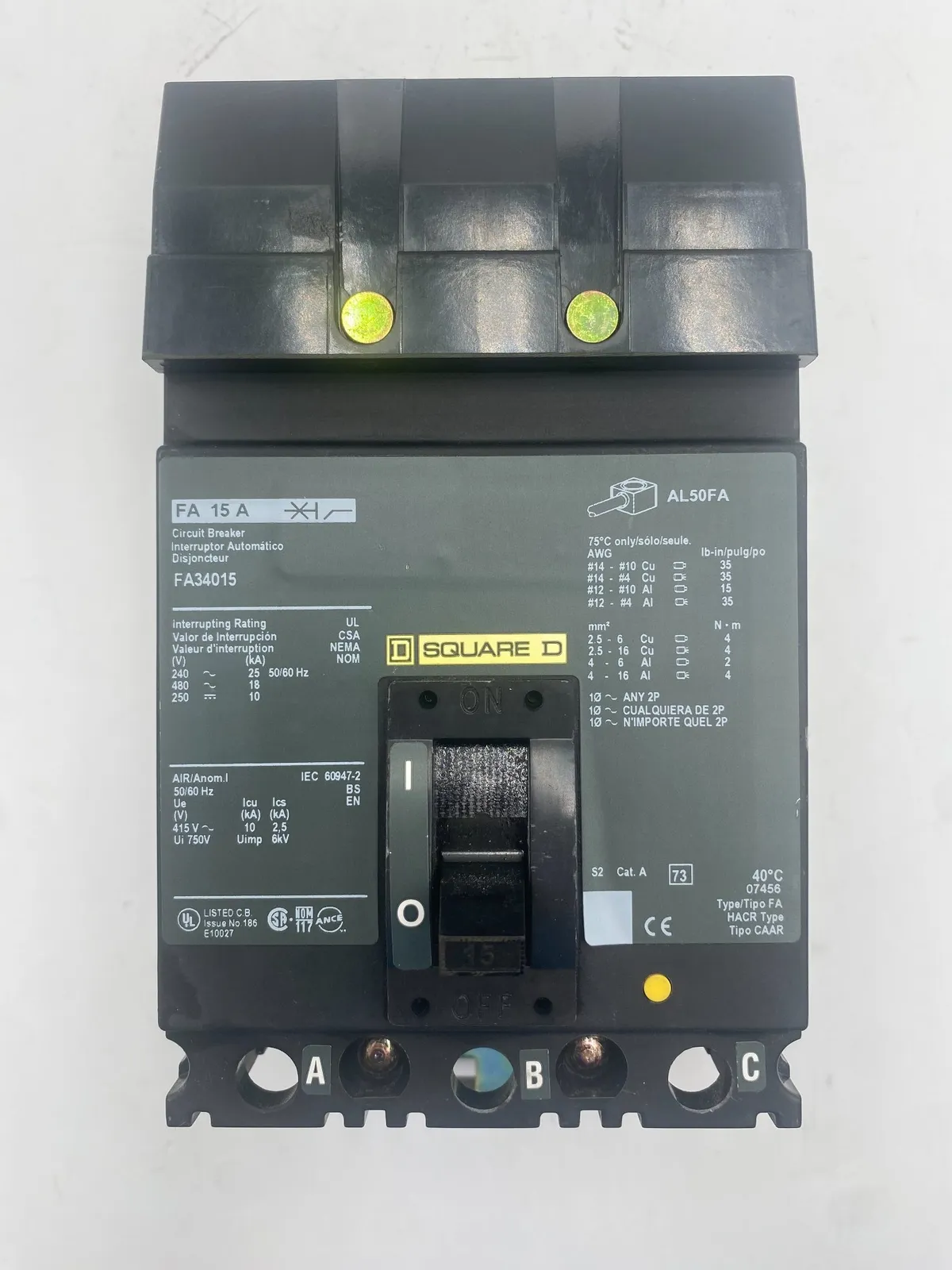 Square D FA34015 Circuit Breaker — image 1 of 7