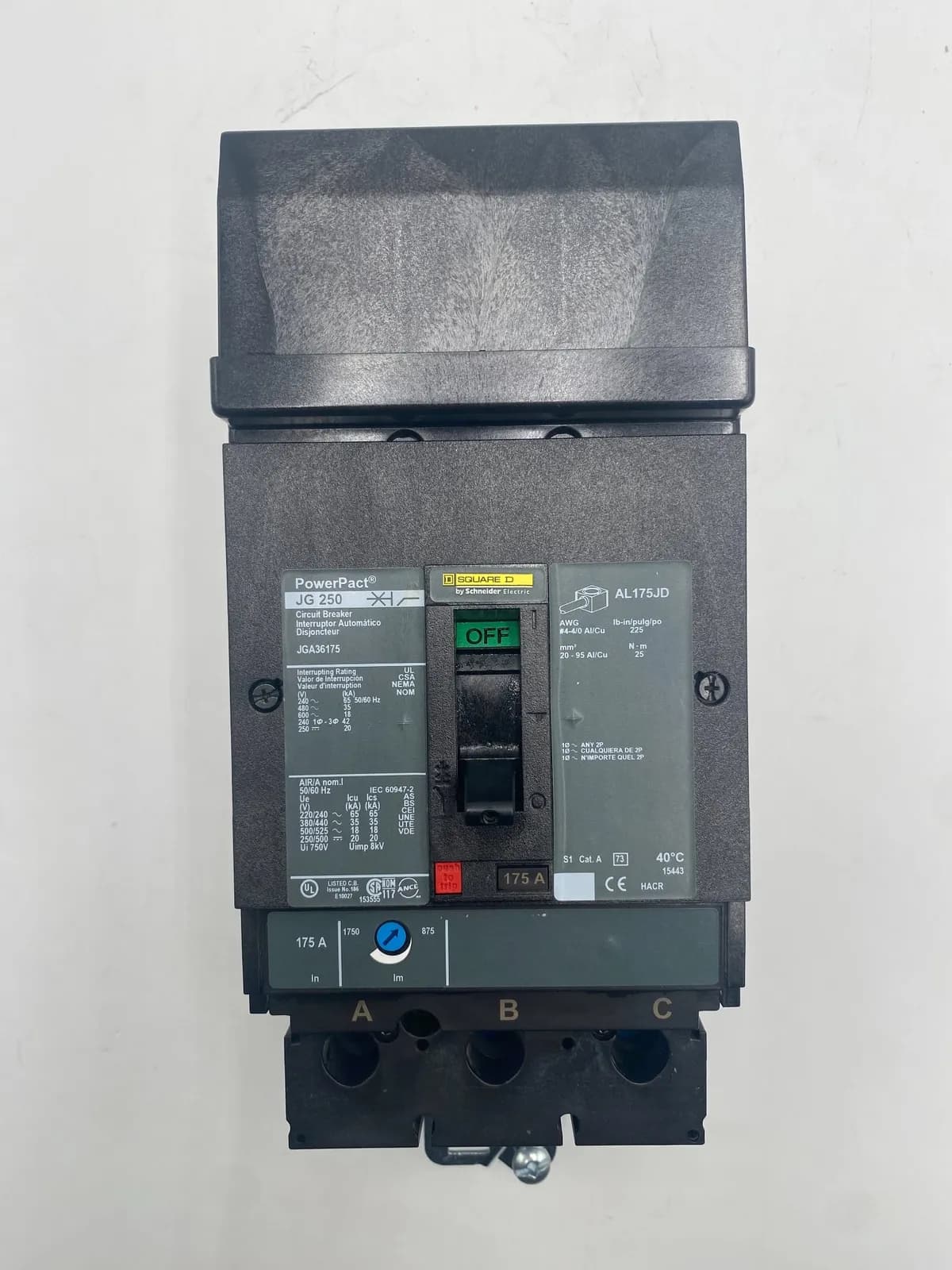 Square D JGA36175 Circuit Breaker 175A 600V 3P
