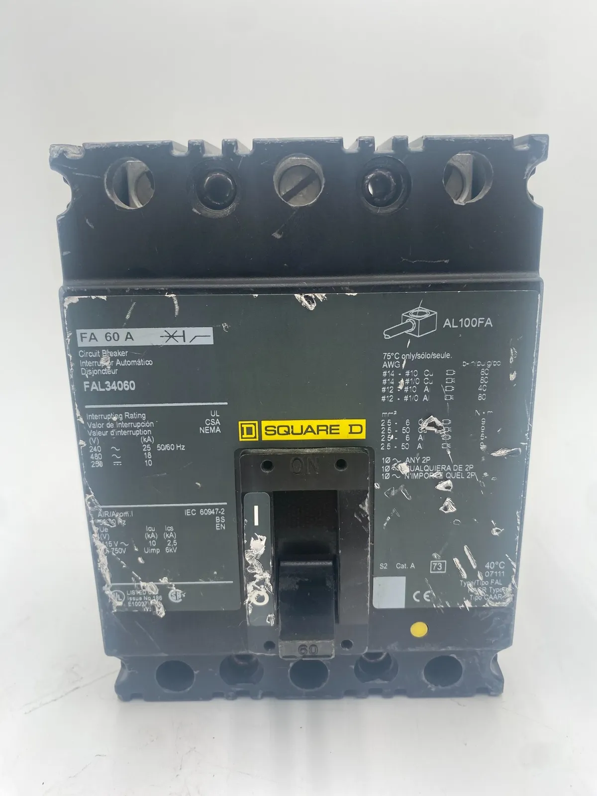 Square D FAL34060 Circuit Breaker 60A 480V 3P I-Line