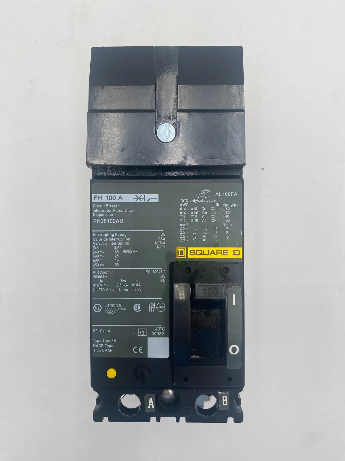 Square D FH26100AB I-Line Circuit Breaker 100A 600V 2 Pole