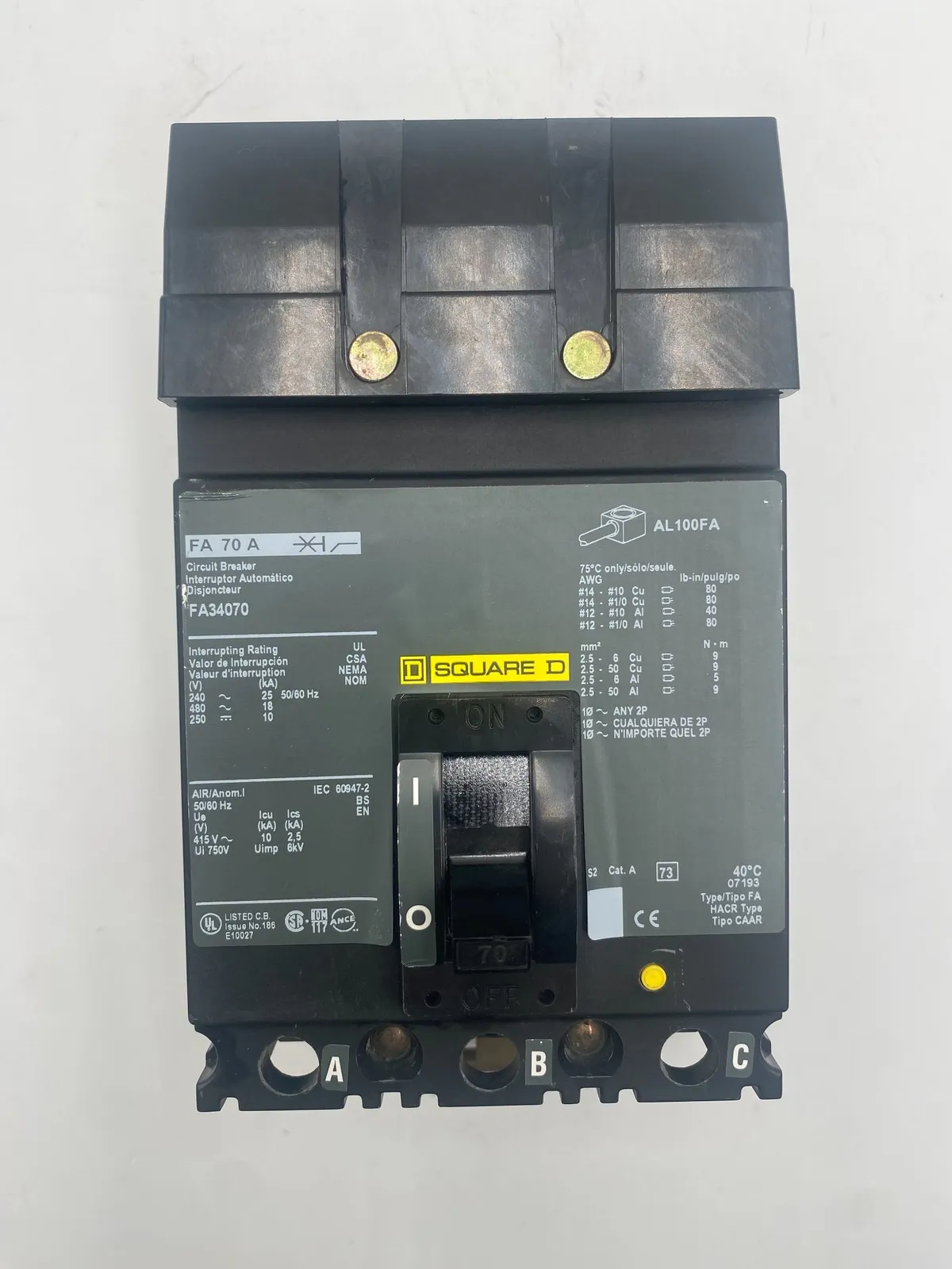 Square D FA34070 Circuit Breaker — image 1 of 7