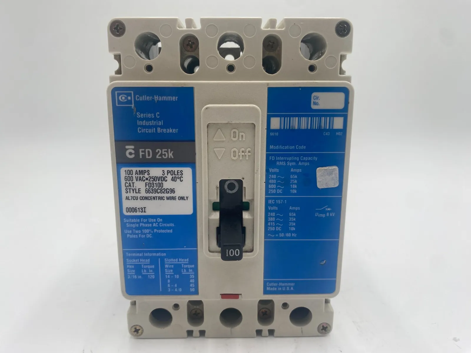 Cutler-Hammer FD3100 Circuit Breaker — image 1 of 7