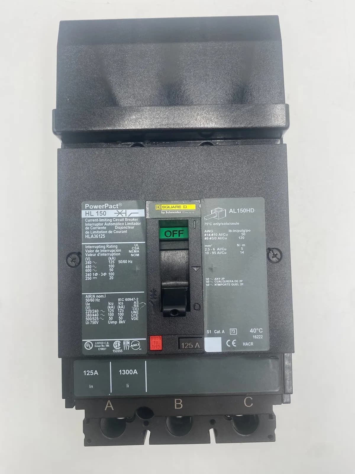 Square D HLA36125 Circuit Breaker 125A 600V 3P