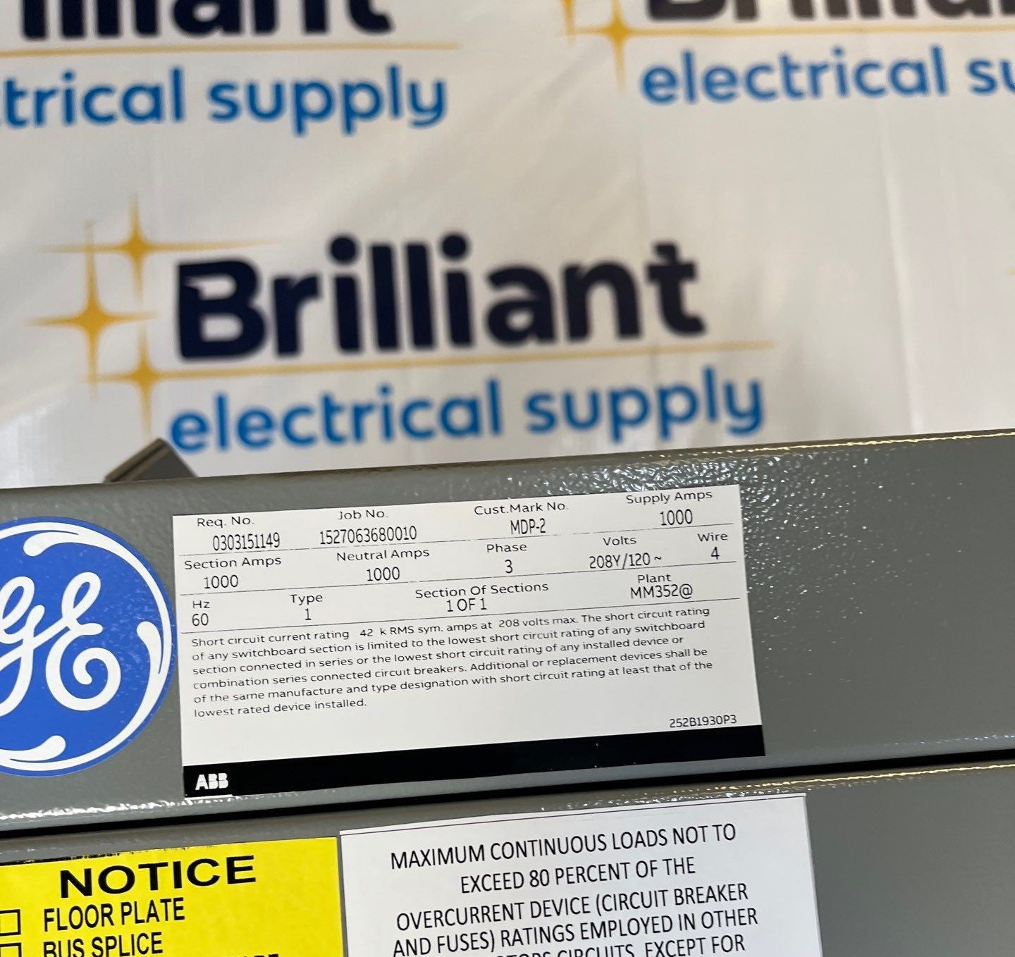 ABB ReliaGear SB Switchboard 1000A 208/120V 3PH 4W 1000 Amp MLO Used