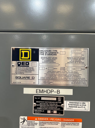 Sq D QED Switchboard 1600A 480/277V 3PH 4W 24 Space 1600 Amp Panel Main Lug Used