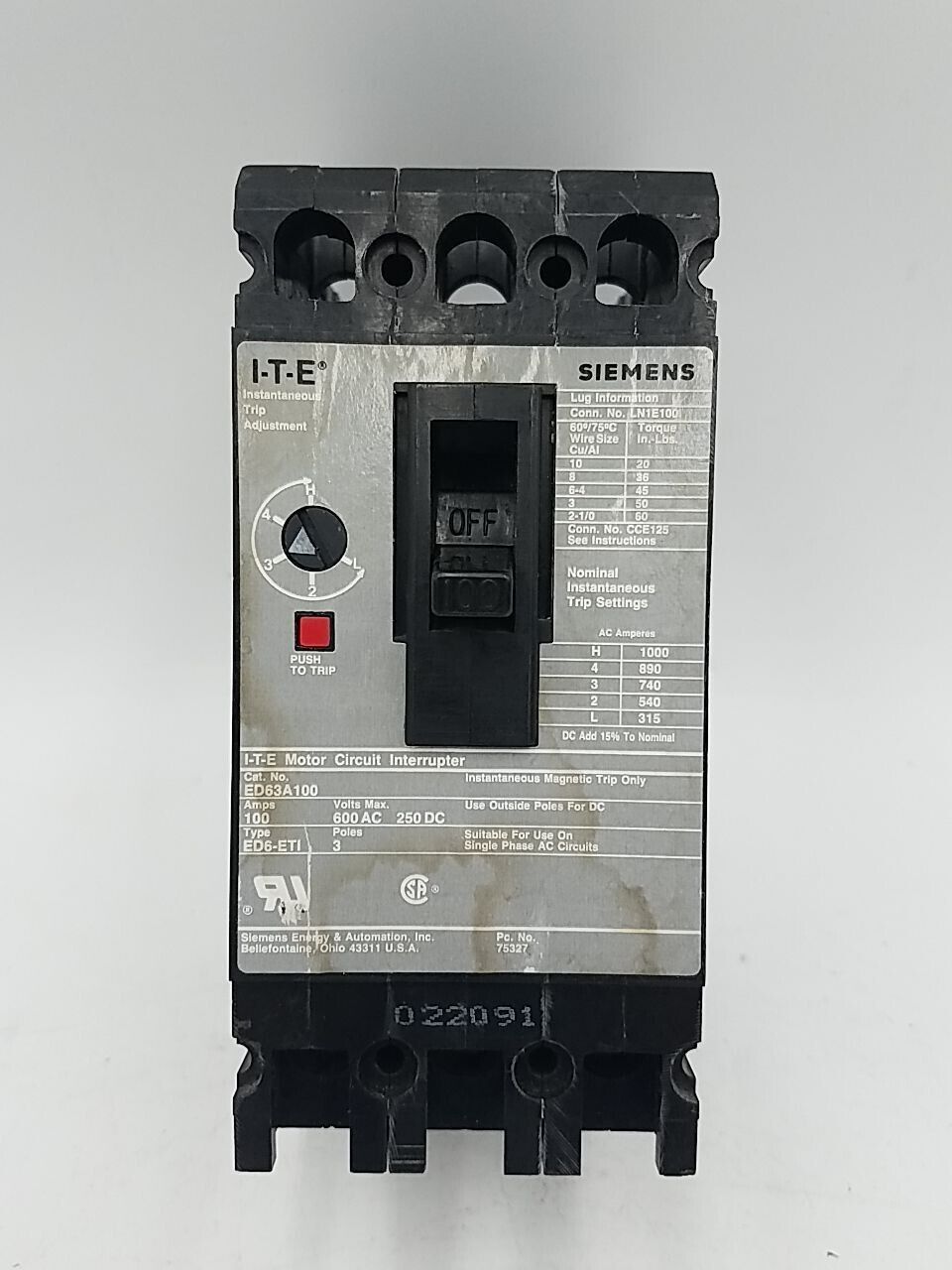 Siemens ED63A100 Used