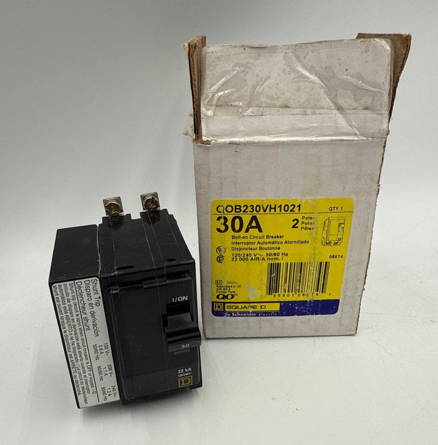 Square D QOB230VH1021 Circuit Breaker 30A 2P 120/240V 2kkA Shunt Trip 30 Amp New