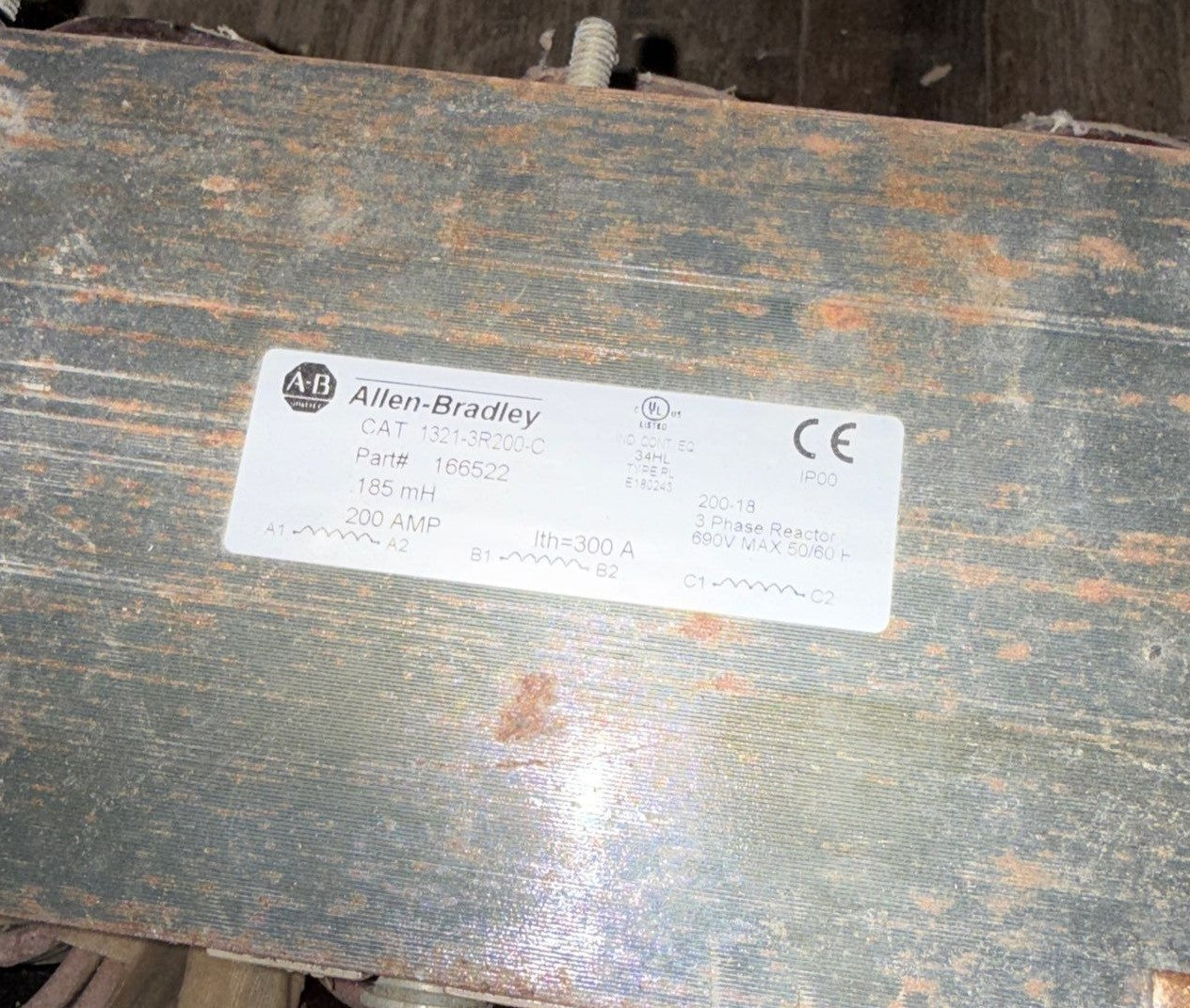 Allen Bradley 1321-3R200-C Drive Line Reactor 3PH 200A 0.185MH 200-690V 166522 Used