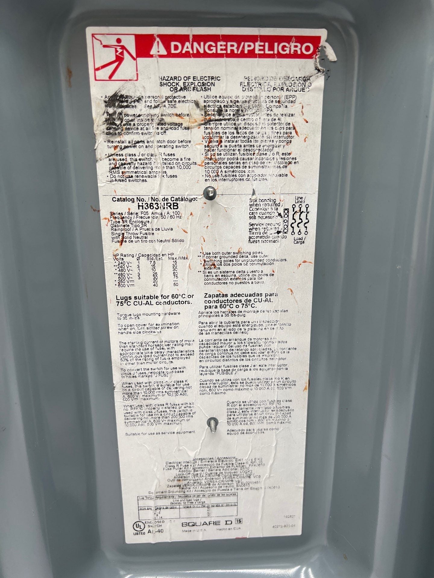 Square D H363NRB Used