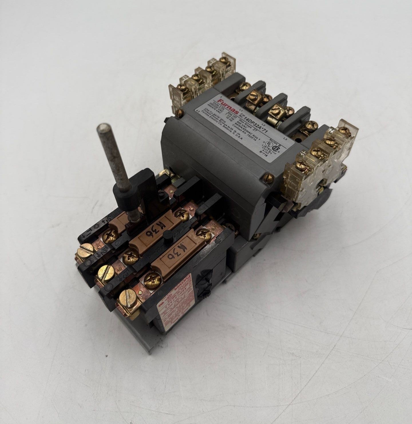 Furnas 14DP32AF71 Magnetic Starter 27A 3P 600V Size 1 Coil 110-120V Heater K36 Used