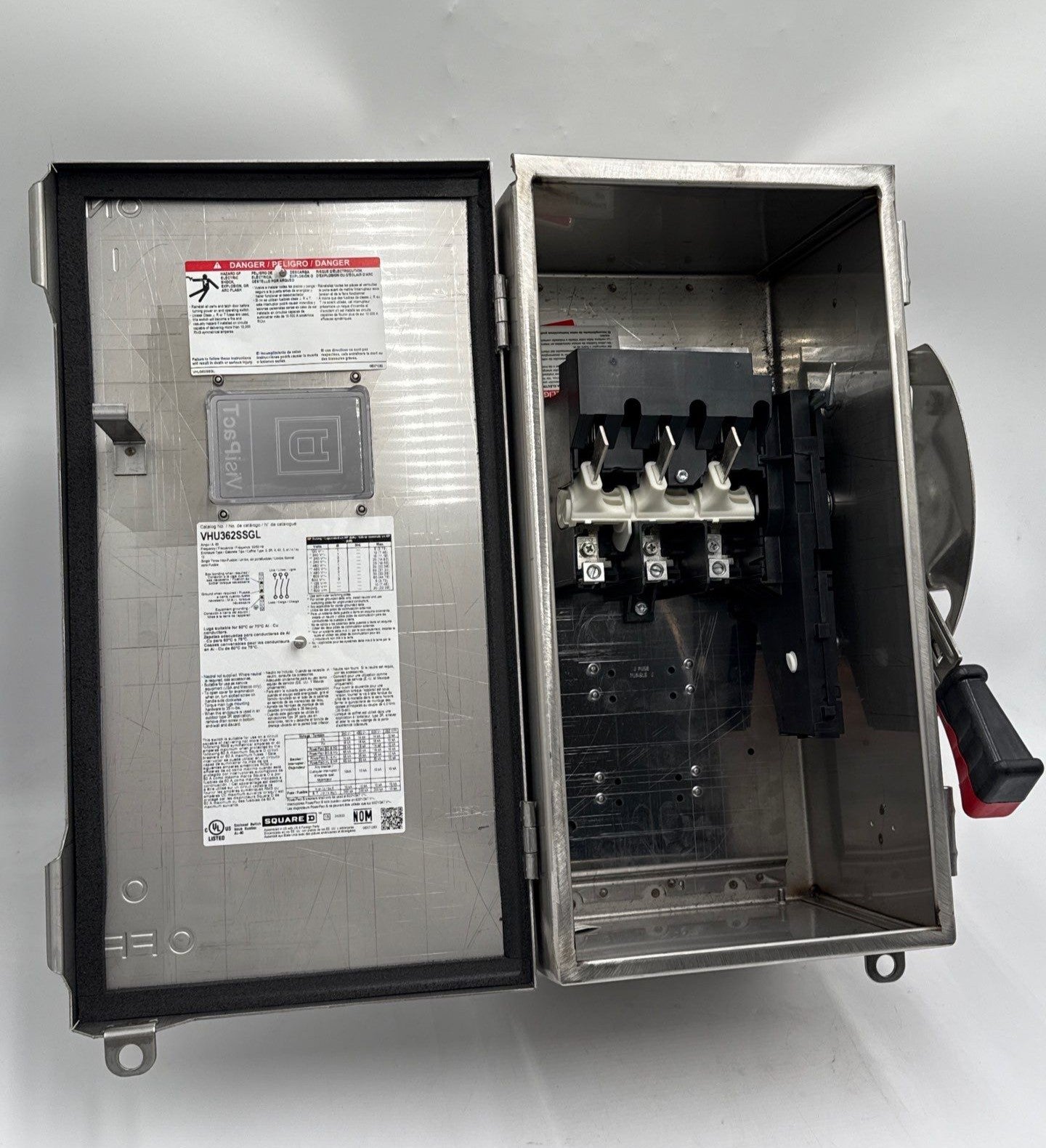 Square D VHU362SSGL Safety Disconnect Switch 60A 3P 600V Type 4X Encl SS New