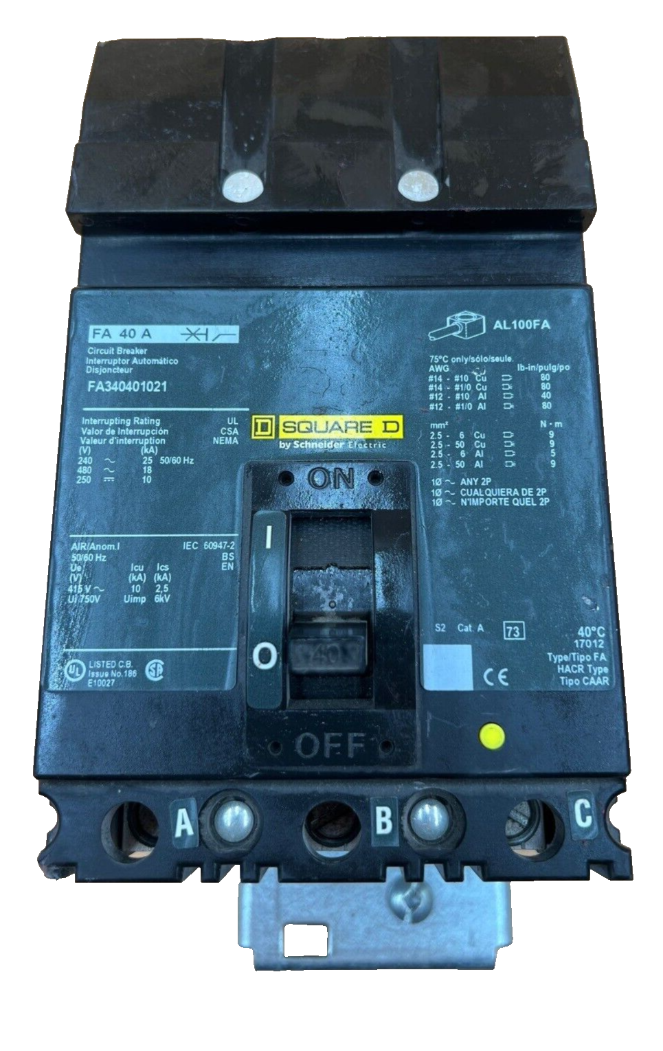 Square D FA340401021 Used