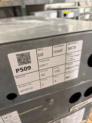 Siemens CDP-7 Panelboard 150A 208/120V 3PH 4W 42 Cir Indoor Encl MCB QJ23B150 P509 Used