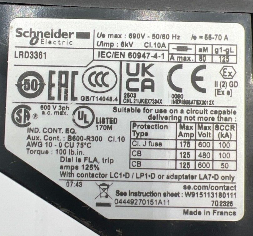 Square D LC1D80 Used