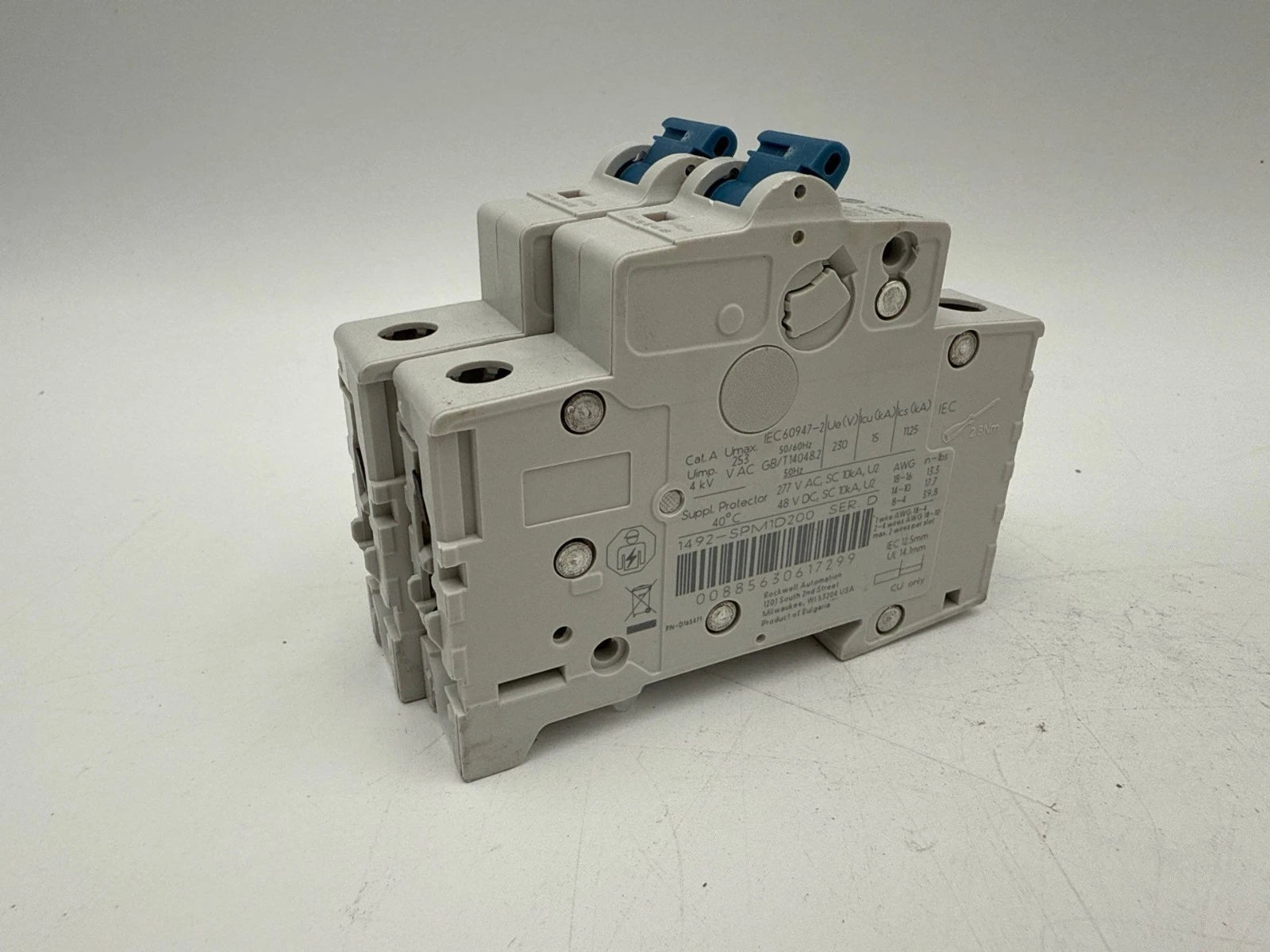 2PC Allen Bradley 1492-SPM1D200 Circuit Breaker 20A 1P 277V 1492-SP 20 Amp 1Pole New