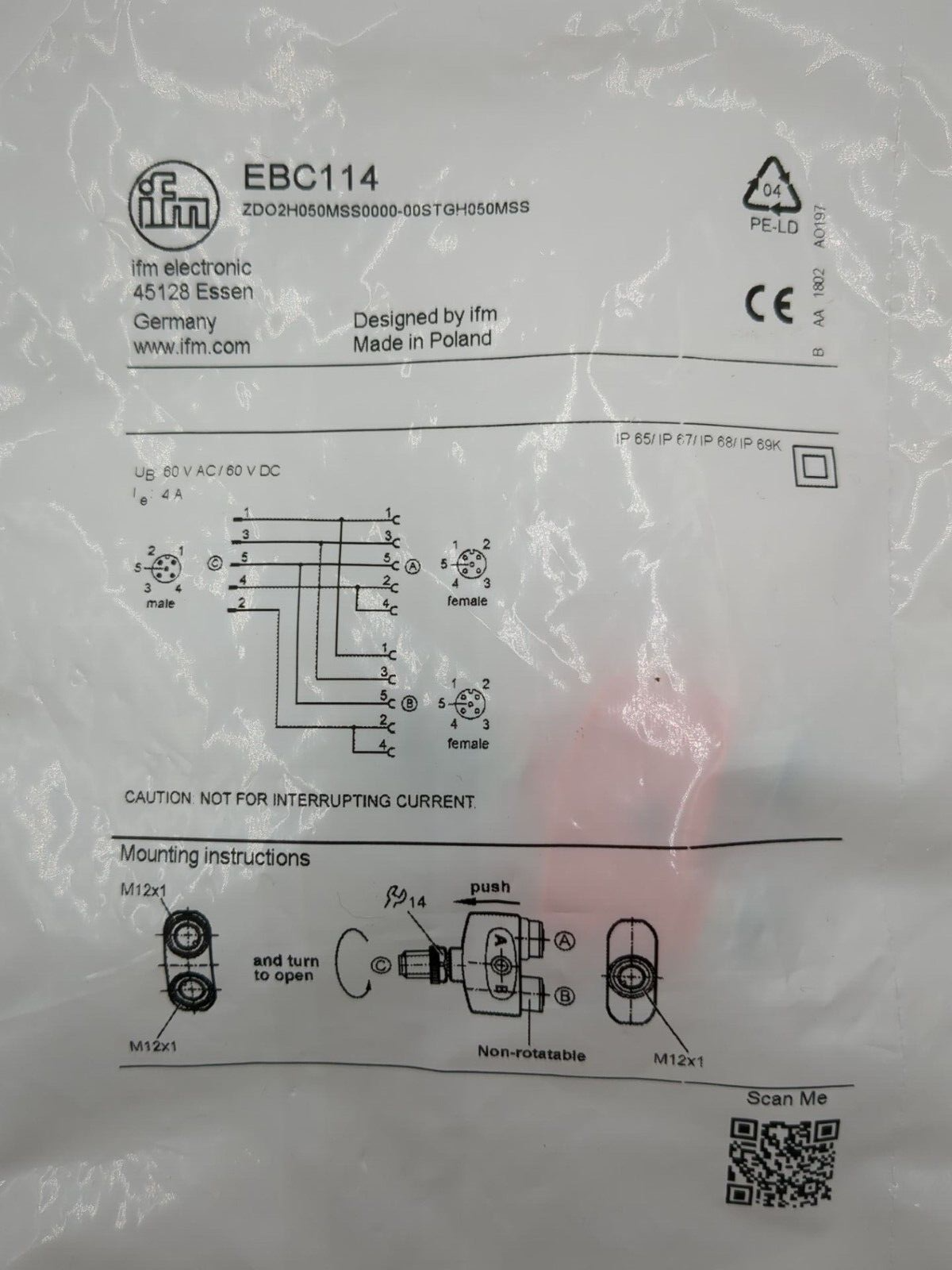 IFM ZDO2H050MSS0000-00STGH050MSS-EBC114 New