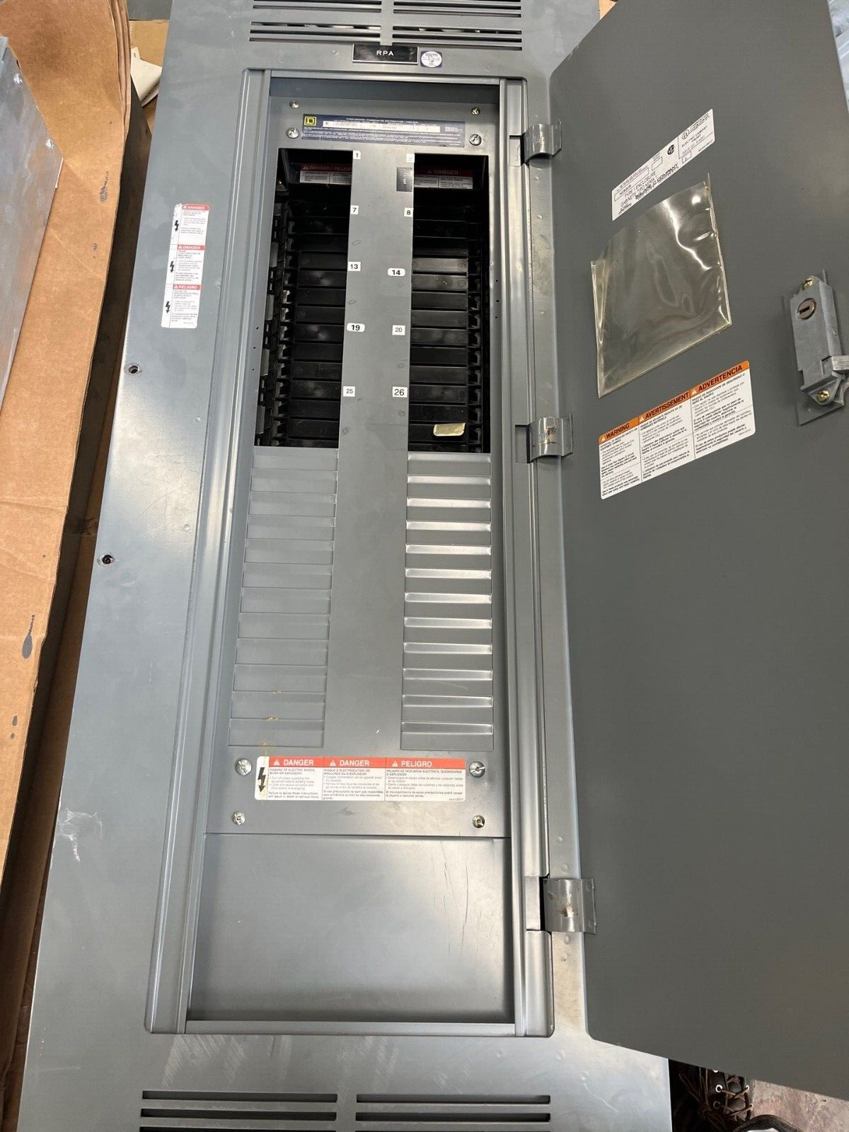 Square D NF Panelboard 400A 600/347V 3PH 4W MLO 54 Circuit Main Lug Indoor Encl P570 Used