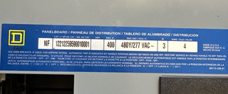 Square D NF Panelboard 400A 480/277V 3PH 4W Main LAP36400MT W/ JDL36200 30 Cir P555 Used