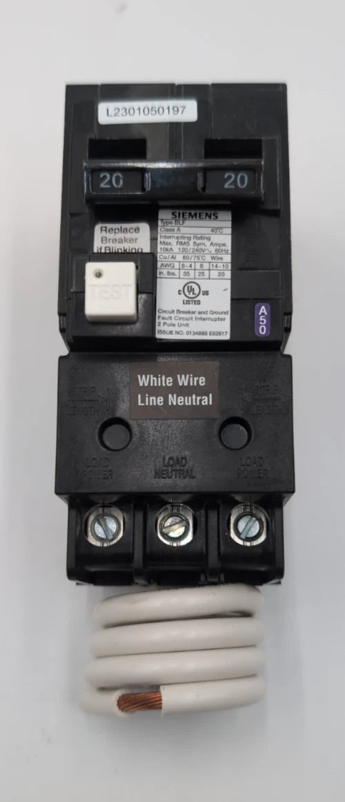Siemens BF220A Circuit Breaker 20A 240V 2P BLF 20 Amp 2 Pole Ground Fault NEW New