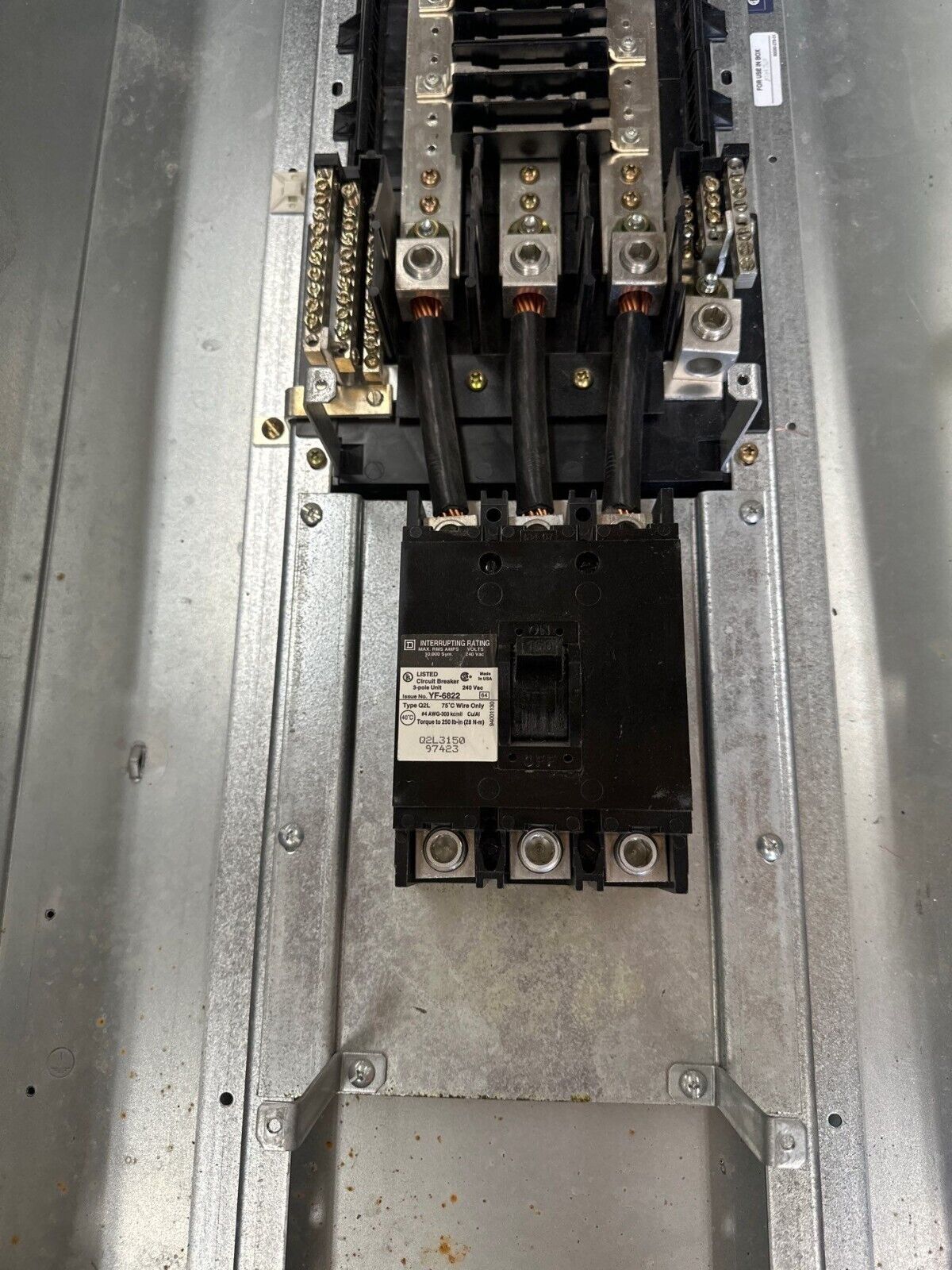 Square D NQOD442M225 Panelboard 225A 208/120V 3PH MCB Indoor Encl 42 Cir Q2L3150 P383 Used