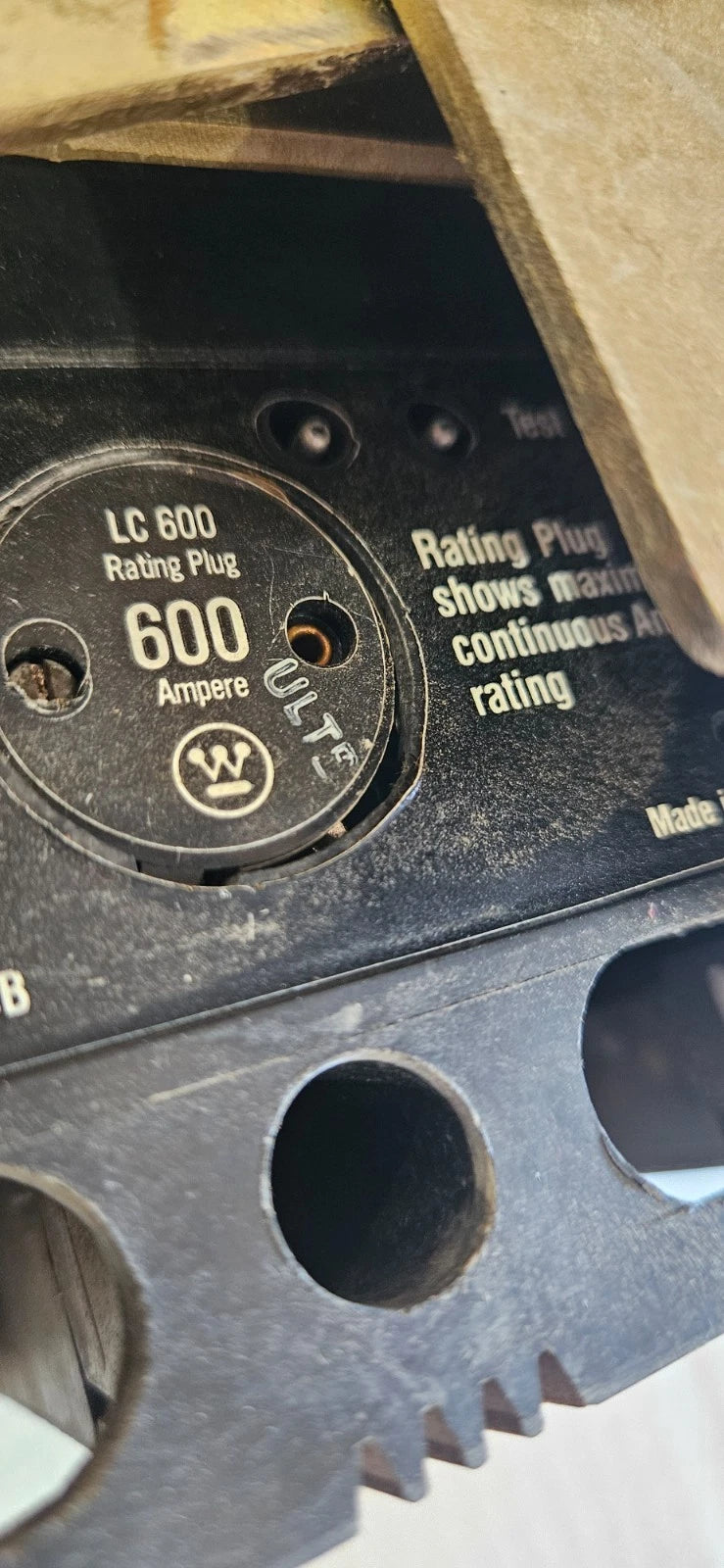 Allen Bradley 2100 Centerline 600A 600V Main Breaker MCC Bucket LC3600 Used