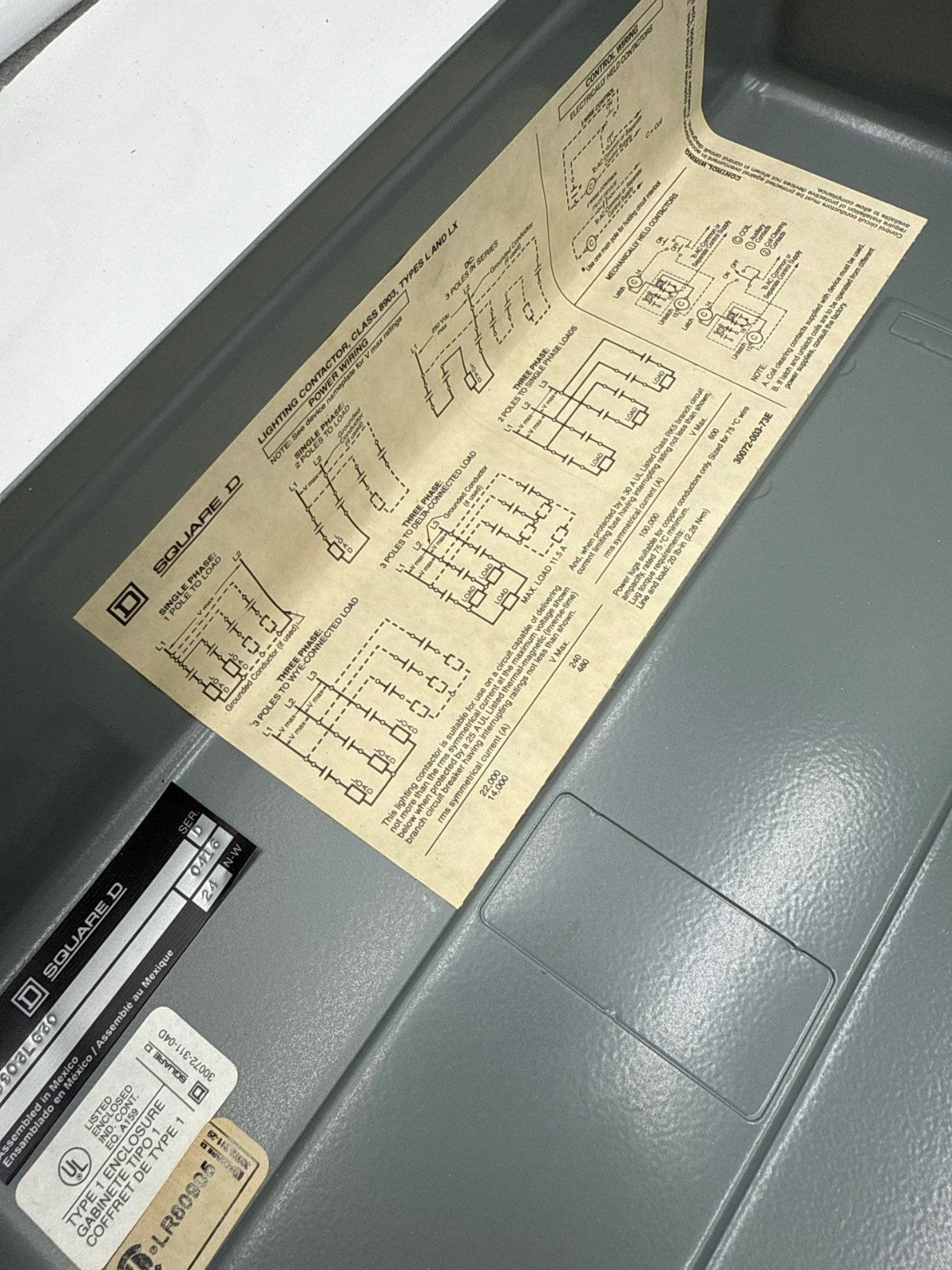 Square D 8903SPG1 Enclosed Lighting Contactor 60A 3P Coil 110/120V 8903LG30 New