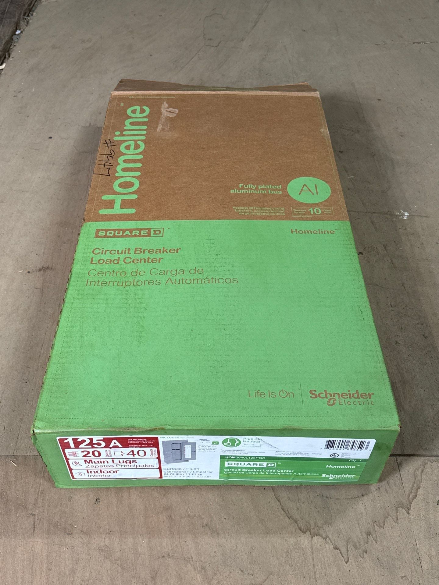 SQ D HOM2040L125PGC Load Center 125A 20Space 120/240V 1PH Homeline Indoor New