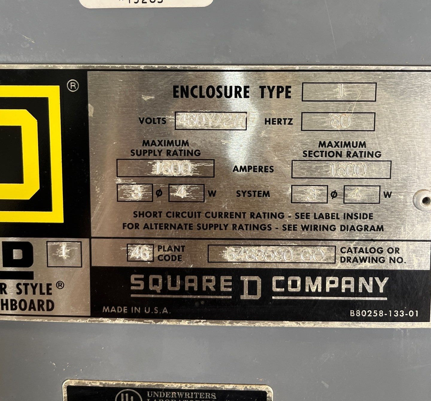 Square D QED Switchboard 1600A 480/277V 3PH 4W MCB PXF361600G LSIG Ground Fault Used