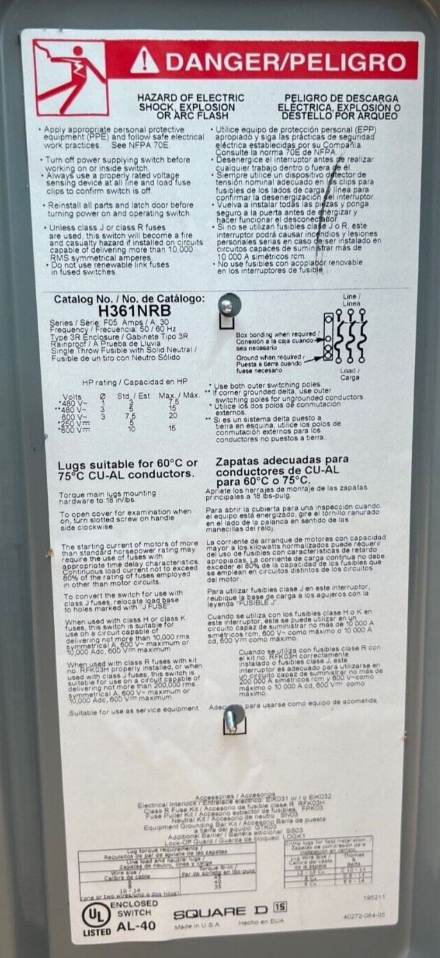 Square D H361NRB New