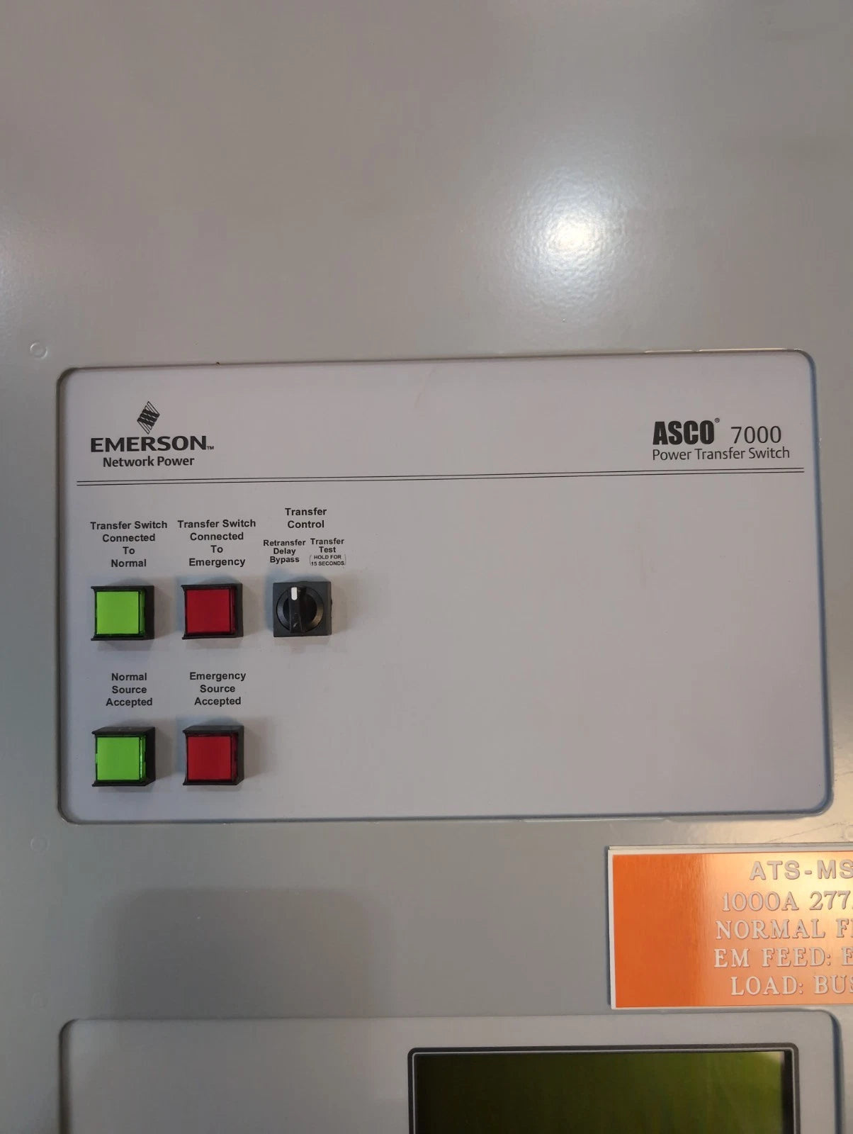 ASCO 7000 Series Automatic Transfer Switch 1600 Amp 480V 3PH G07ATSA31600N5XC Used