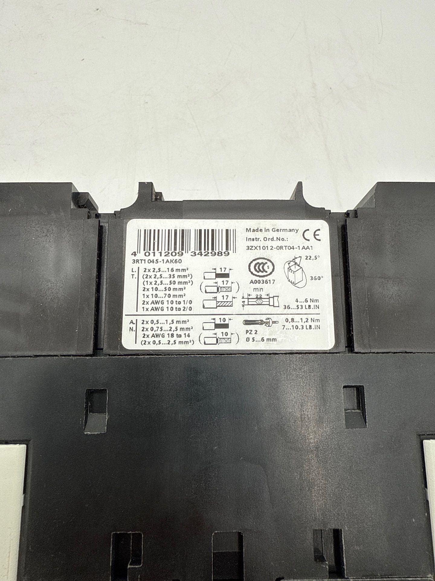 Siemens 3RT1045-1AK60 Contactor Size S3 80A 3P 600V Coil 110/120V New