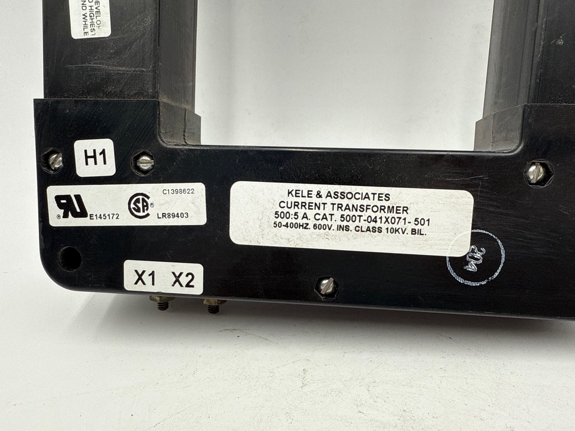 Kele 500T-041X071-501 Current Transformer 500:5A 600V 50-400Hz Class 10KV BIL Used