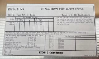 Square D DH361FWK New