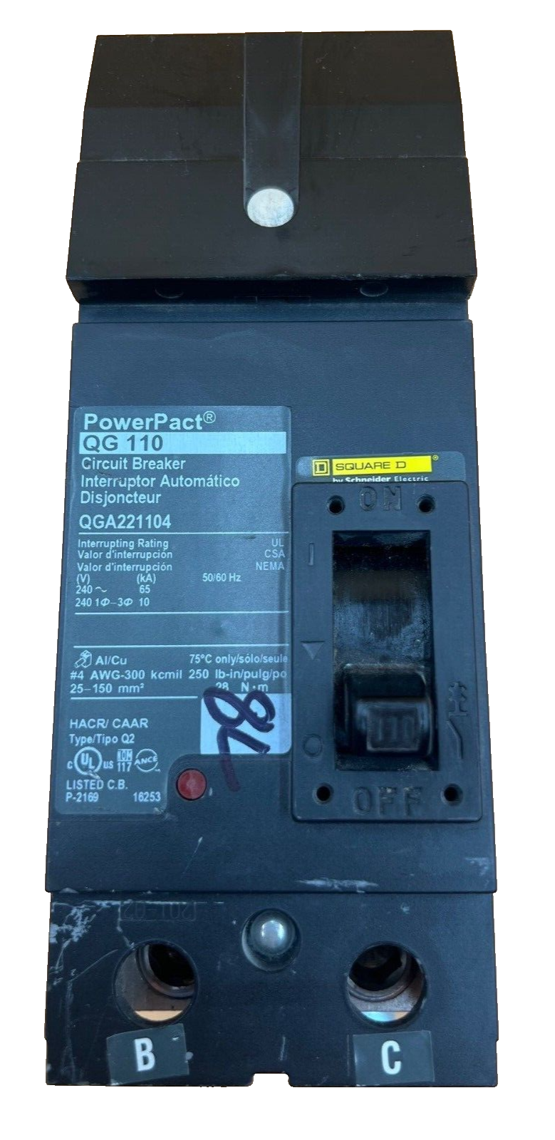 Square D QGA221104 Used