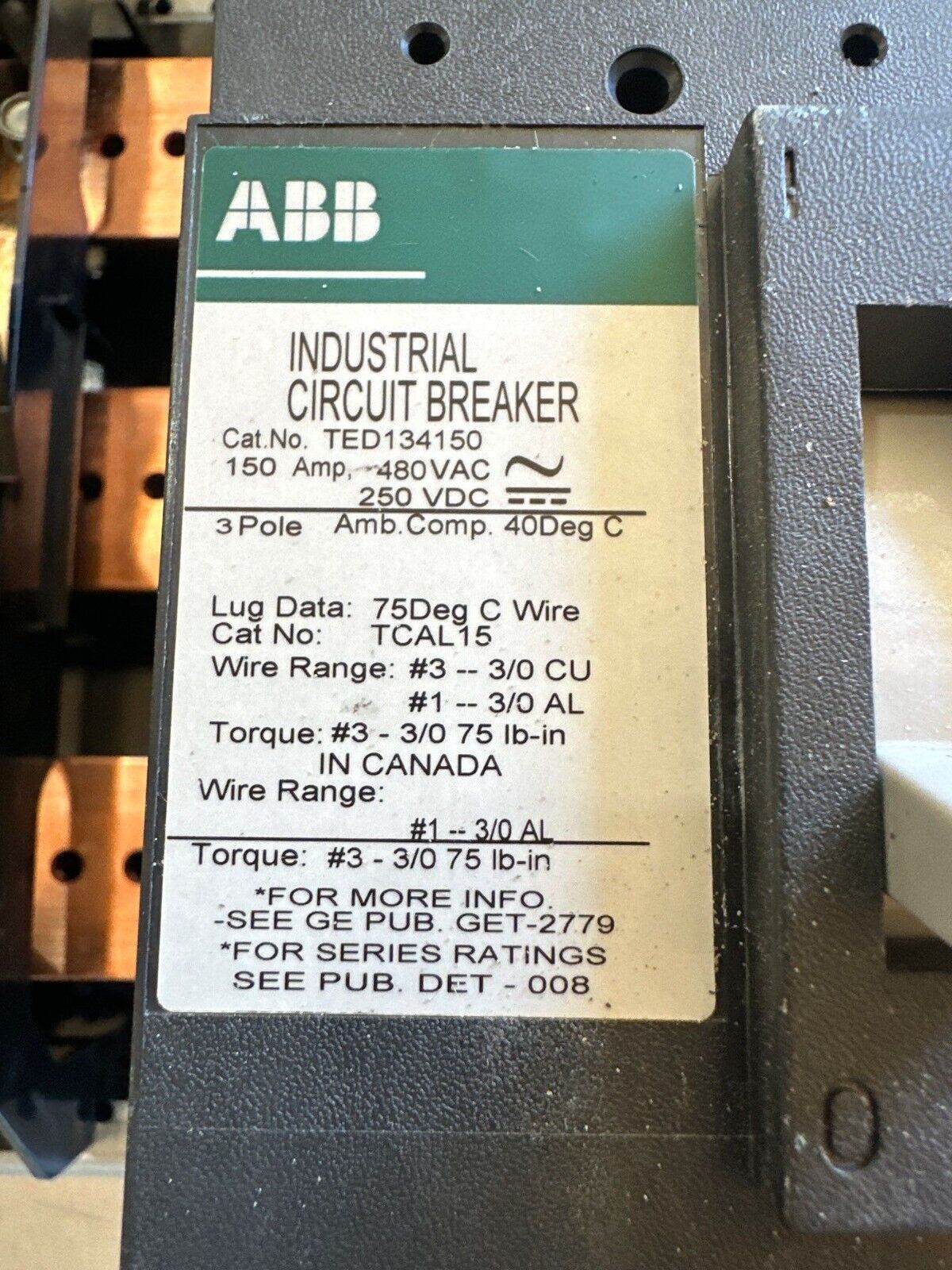 GE AEF3424MBX Panelboard 400A 480/277V 3PH 4W 42 Circuit Indoor Encl AB64B MCB P517 Used