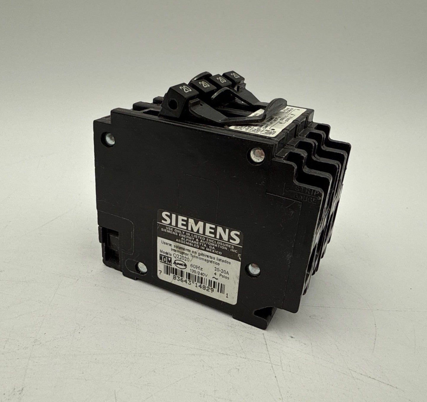 Siemens Q22020 Circuit Breaker Two 2 Pole 20 Amp 120/240V QT Plug-On Quad New