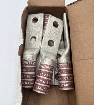 6PC Burndy YAZ342N Compression Lug 500 kcmil 2-Hole Long Barrel New