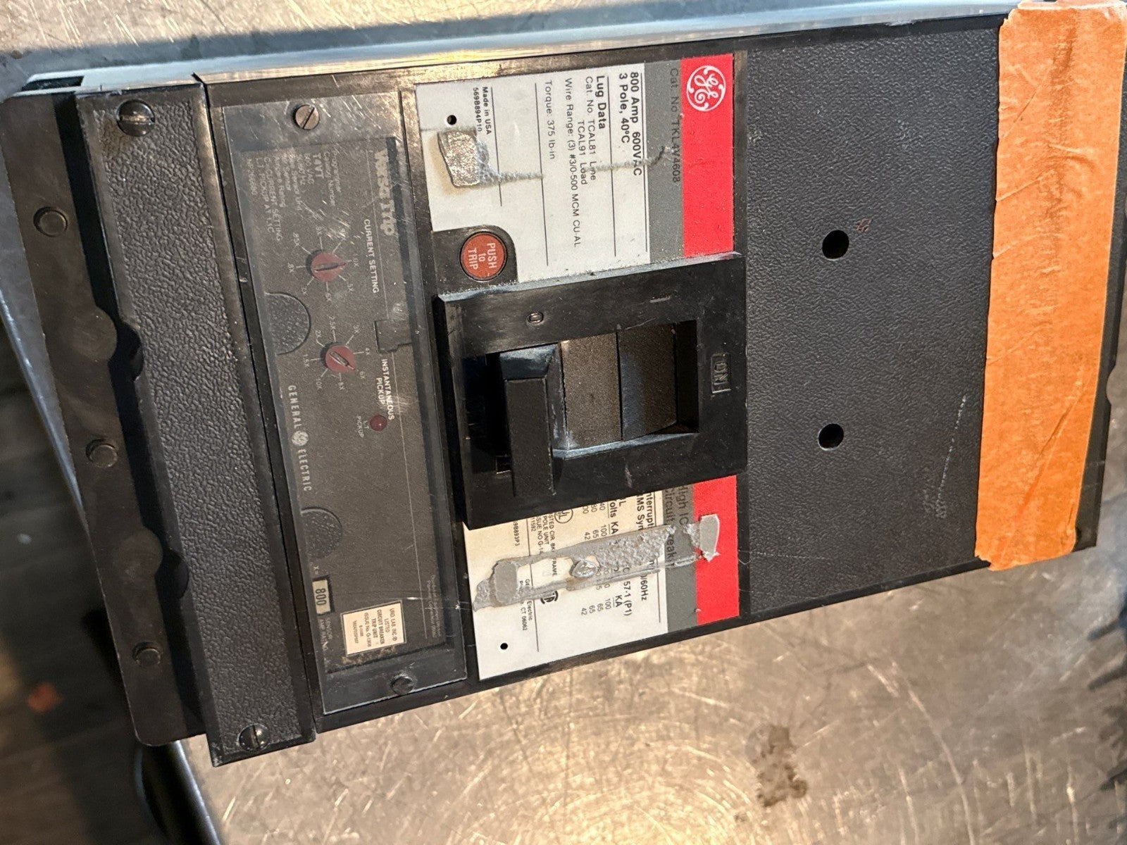 GE TKL4V4608 Circuit Breaker 800A 3P 600V 3PH TKL 800 Amp 3 Pole VersaTrip T4VT Used