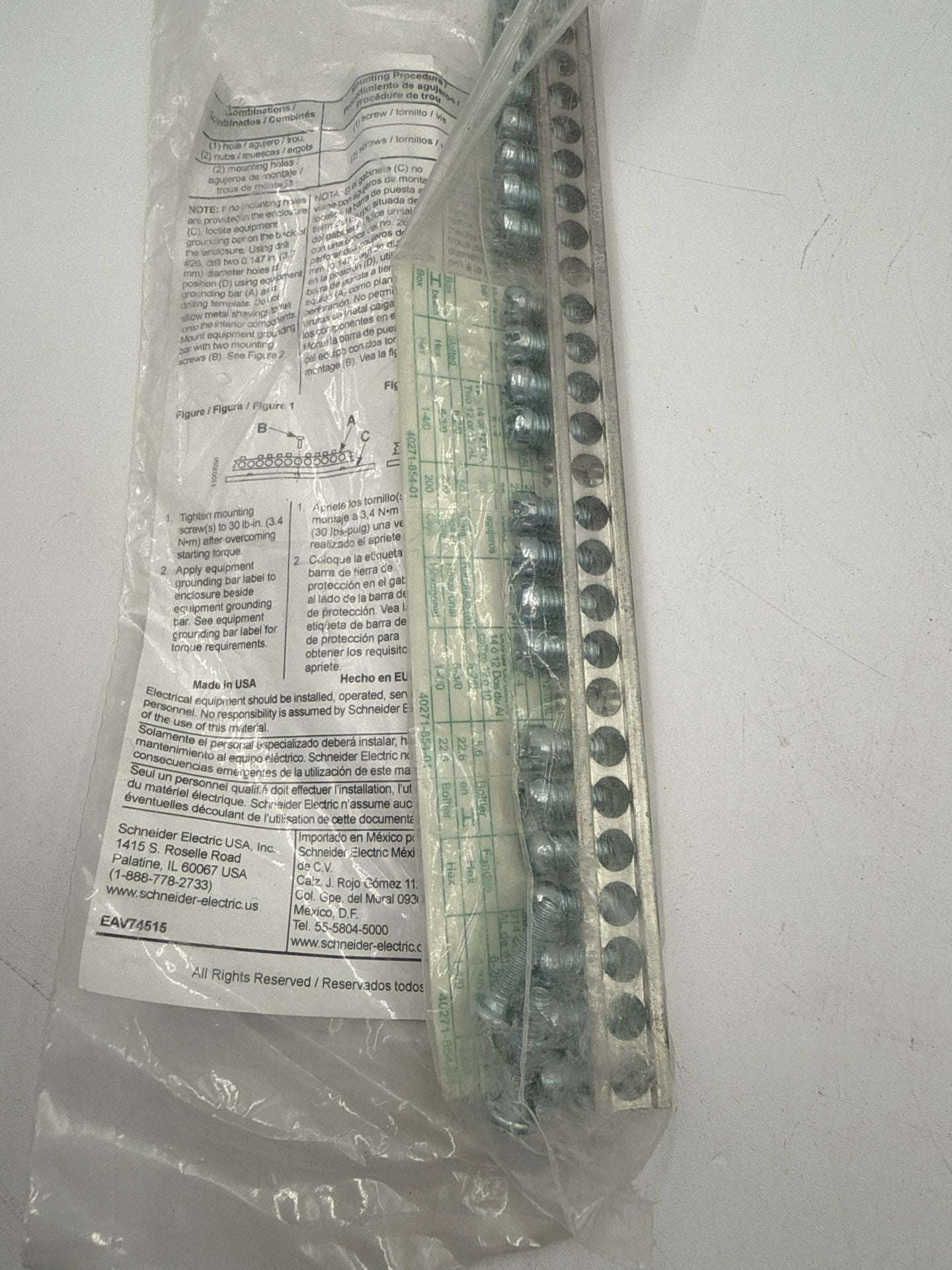 Square D PK23GTA Equipment Grounding Bar For Square D Load Centers New