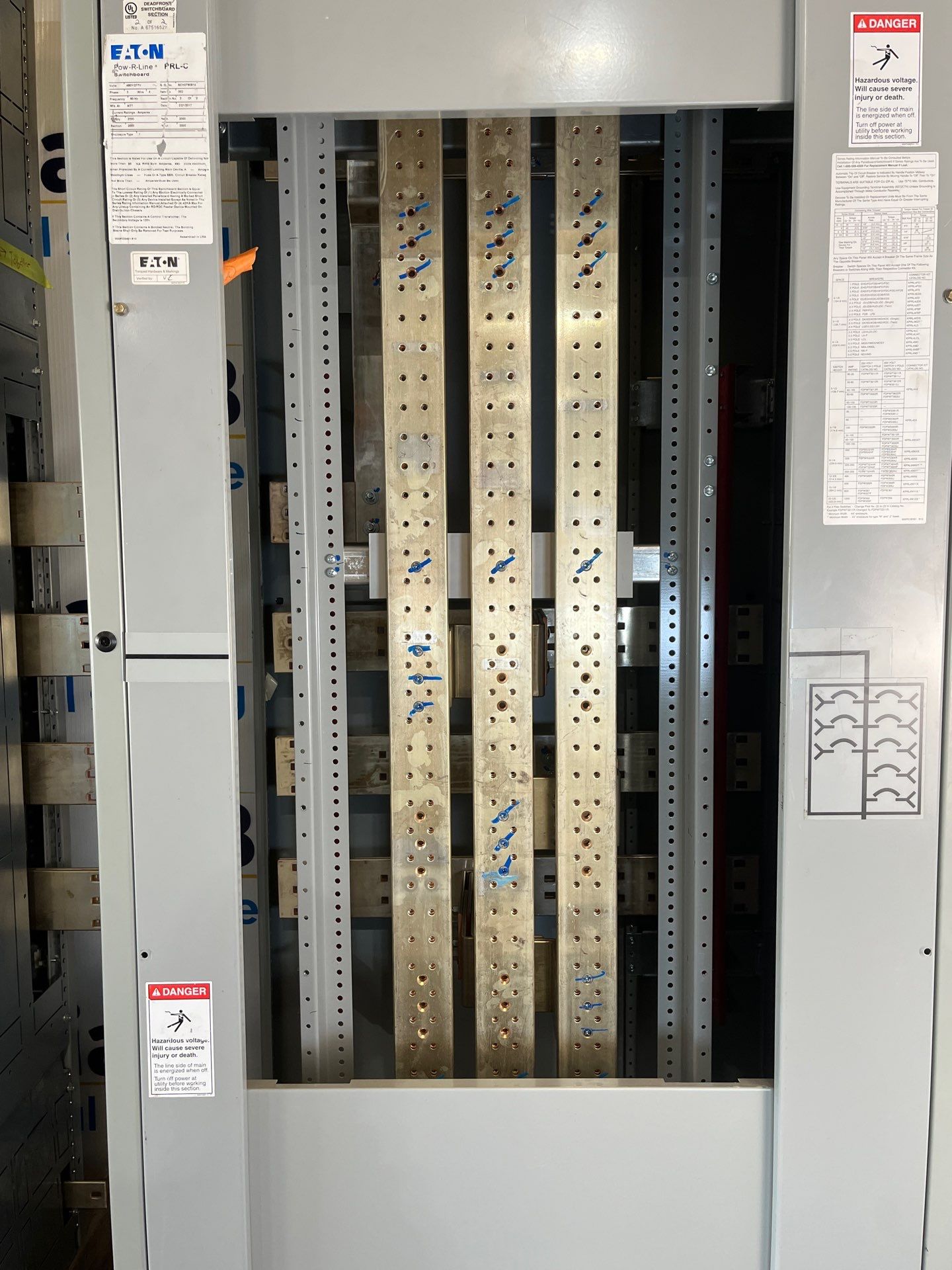 Eaton PRLC Switchboard 2000A 480/277V 3PH 4W SBS6203HEA LSIG Arc Flash Reduction Used