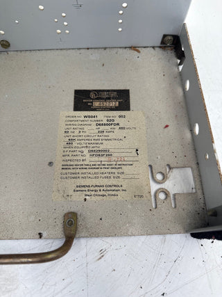 Siemens Model 95+ 18" 225A Feeder MCC Bucket HFD63B225 Breaker 225 Amp Used