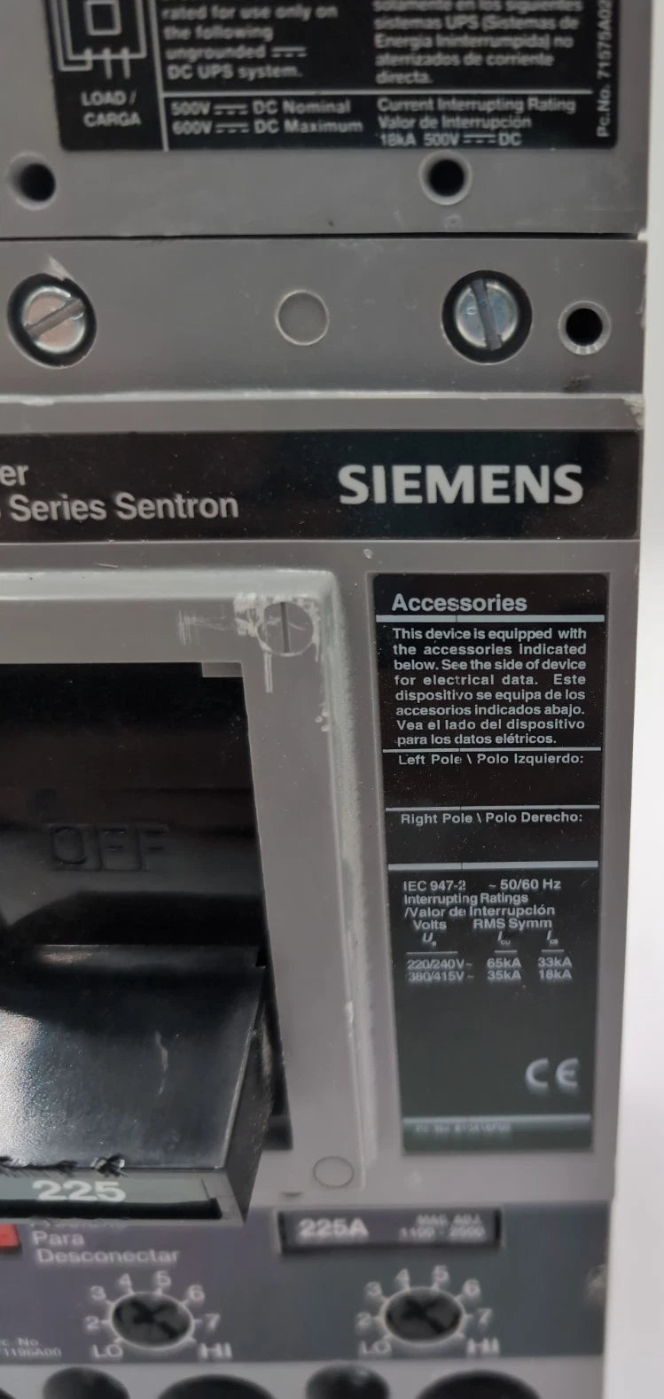 Siemens FXD63B225 Circuit Breaker 225A 3P 600V 3PH FXD6-A 225 Amp NEW Take out New