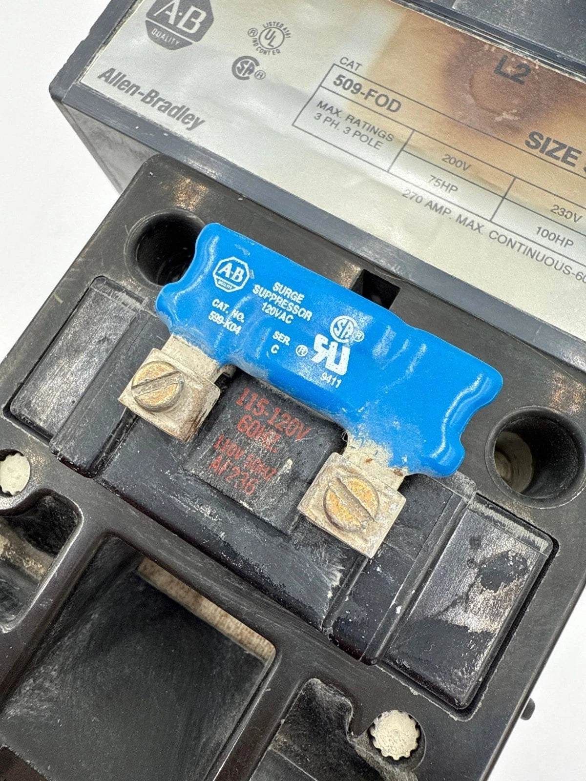 Allen Bradley 509-FOD Starter Size 5 270A 3P 600V 3PH 200HP Coil 110/120V Open Used