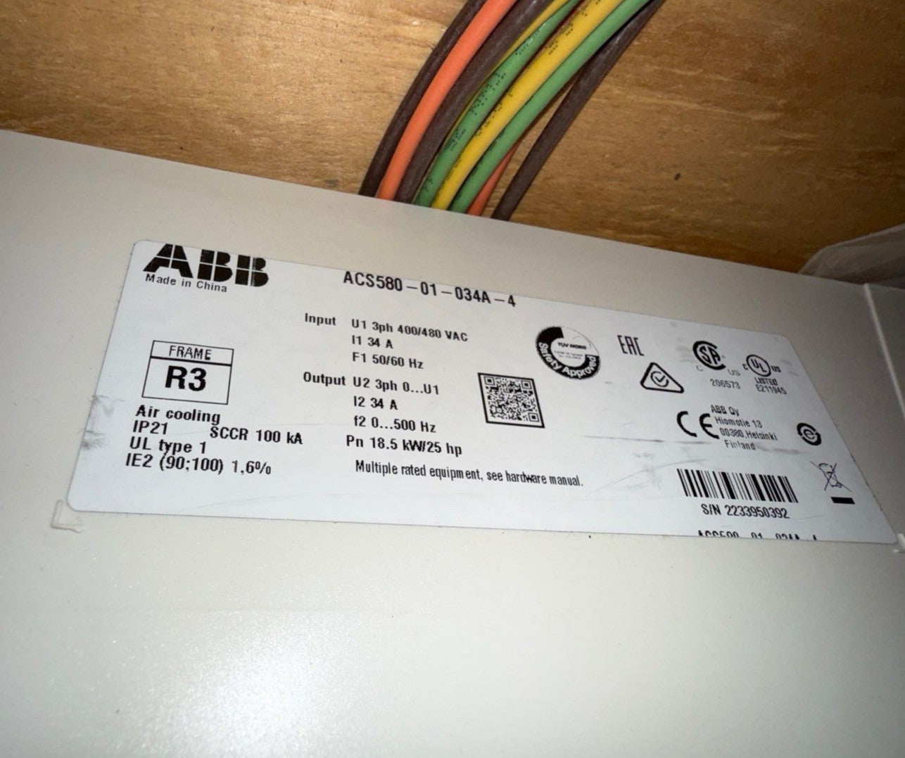 ABB ACS580-01-034A-4 VFD AC Drive 25HP 480V 34A 3PH Variable Frequency Drive New