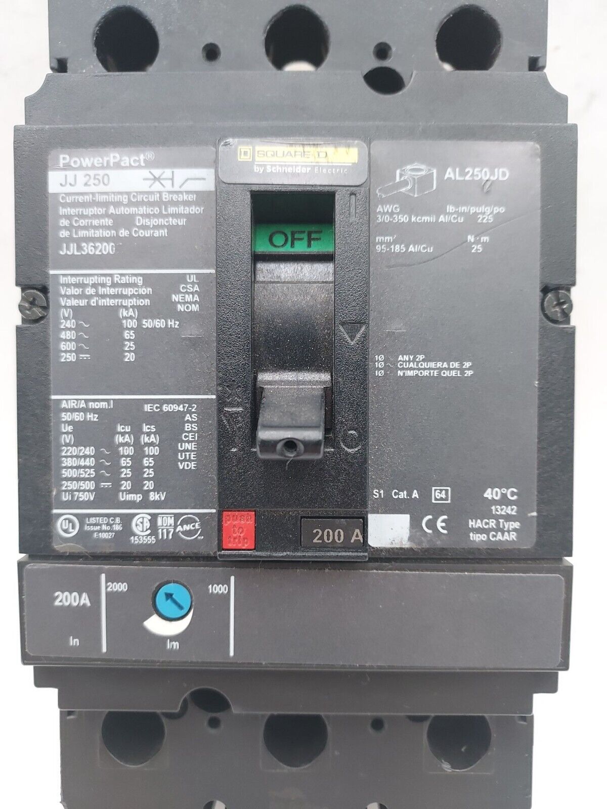 Square D JJL36200 Used