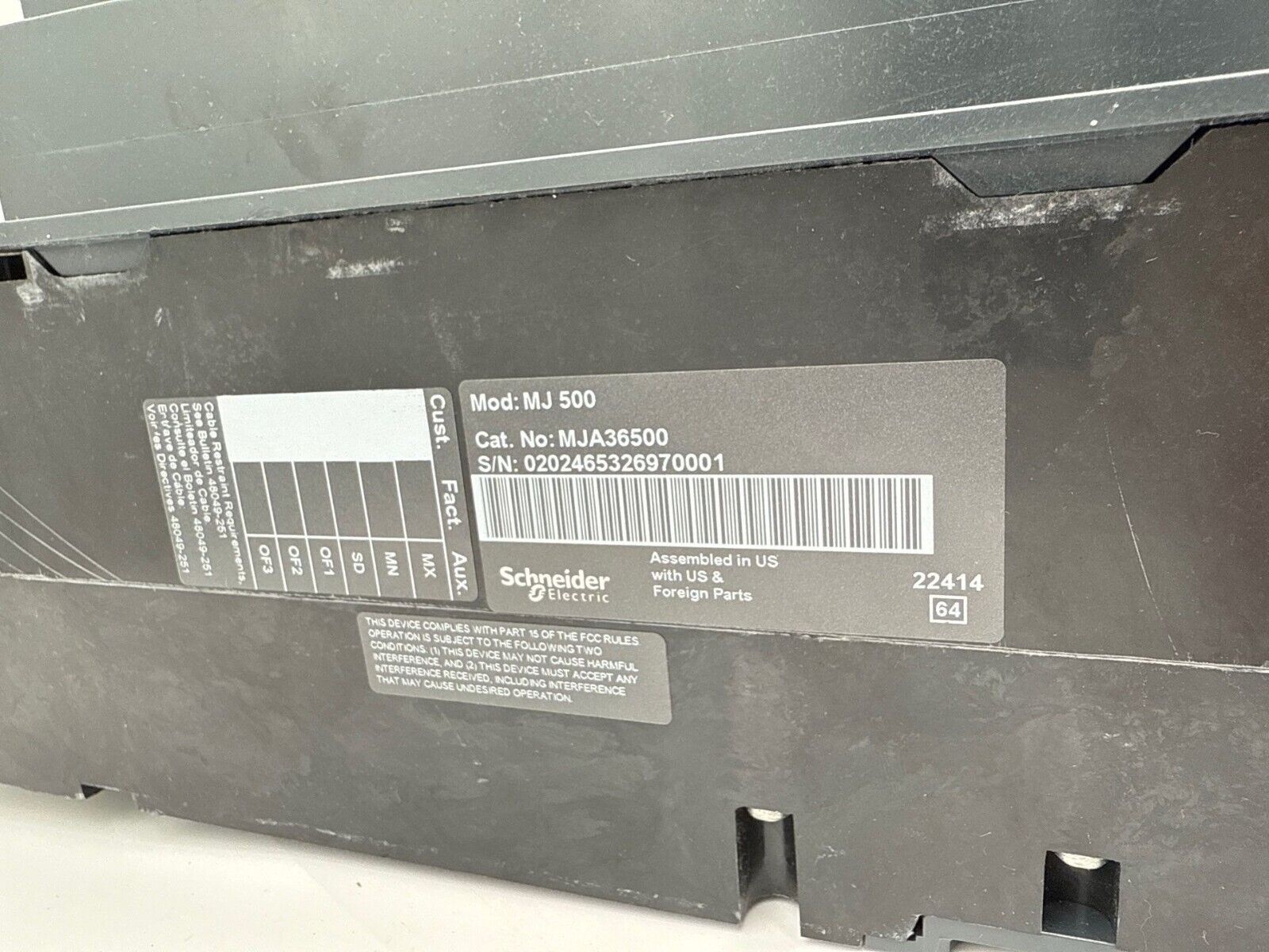 Square D MJA36500 Used