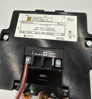 Square D 8502SFO2S Contactor NEMA Size 4 600V 100HP Coil 110/120V Used