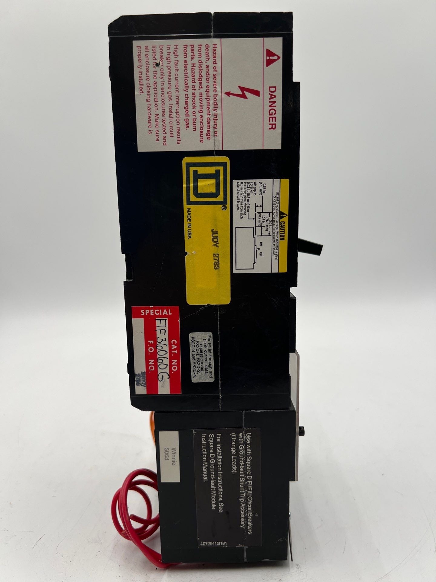 Square D FIF36060G Circuit Breaker 60A 600V 3P 60 Amp Ground Fault GFM100FI Used