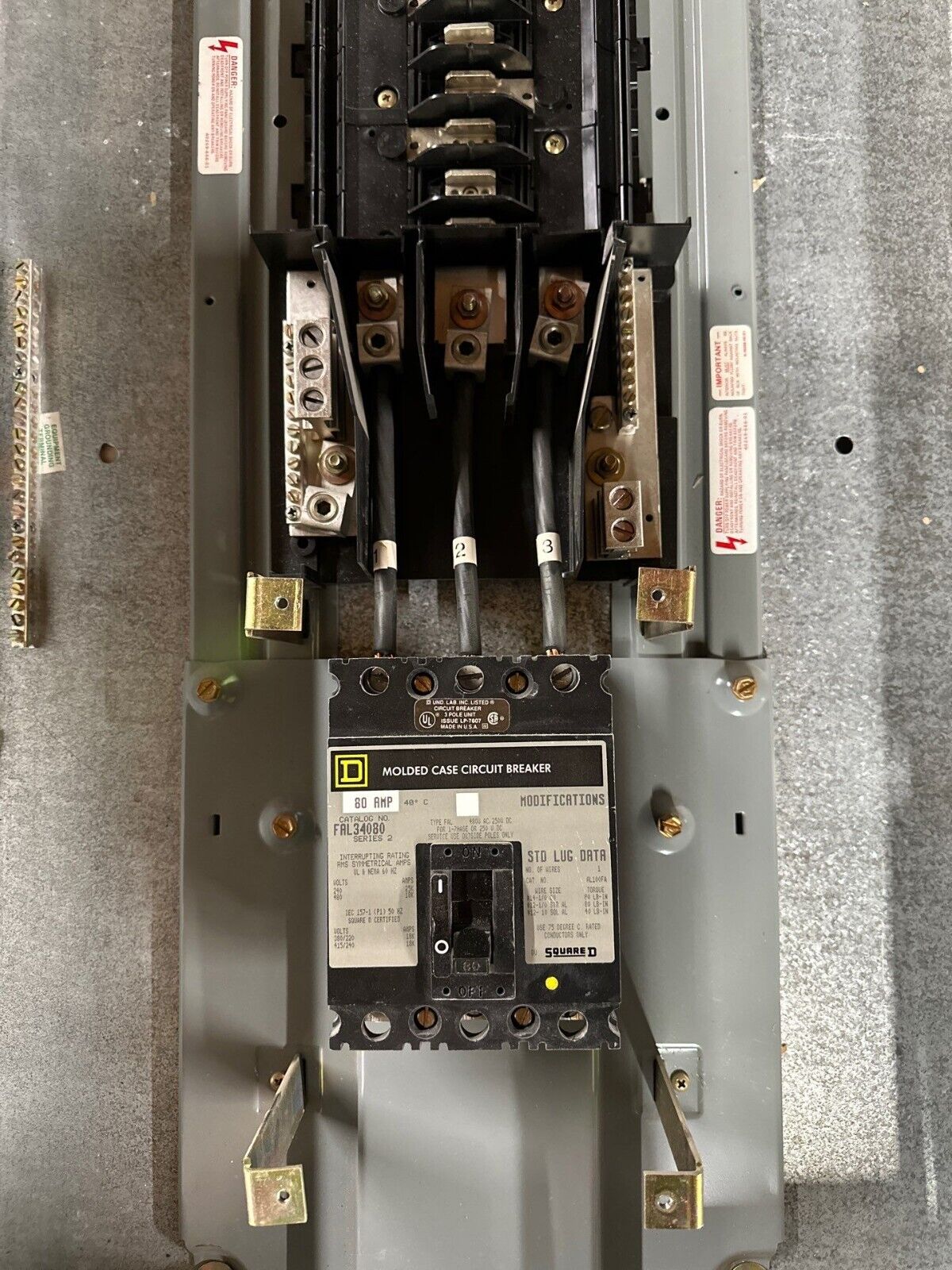 Square D NEHB Panelboard 80A 480Y/277V 3PH 4W Indoor Encl 18 Cir MCB FAL34080 P465 Used